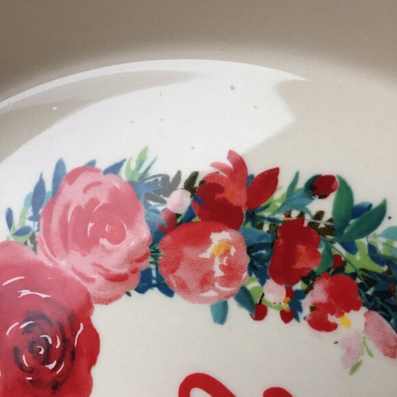 The Pioneer Woman Pie Plate Baking Dish Stoneware Christmas Floral Flower Red - Picture 11 of 11